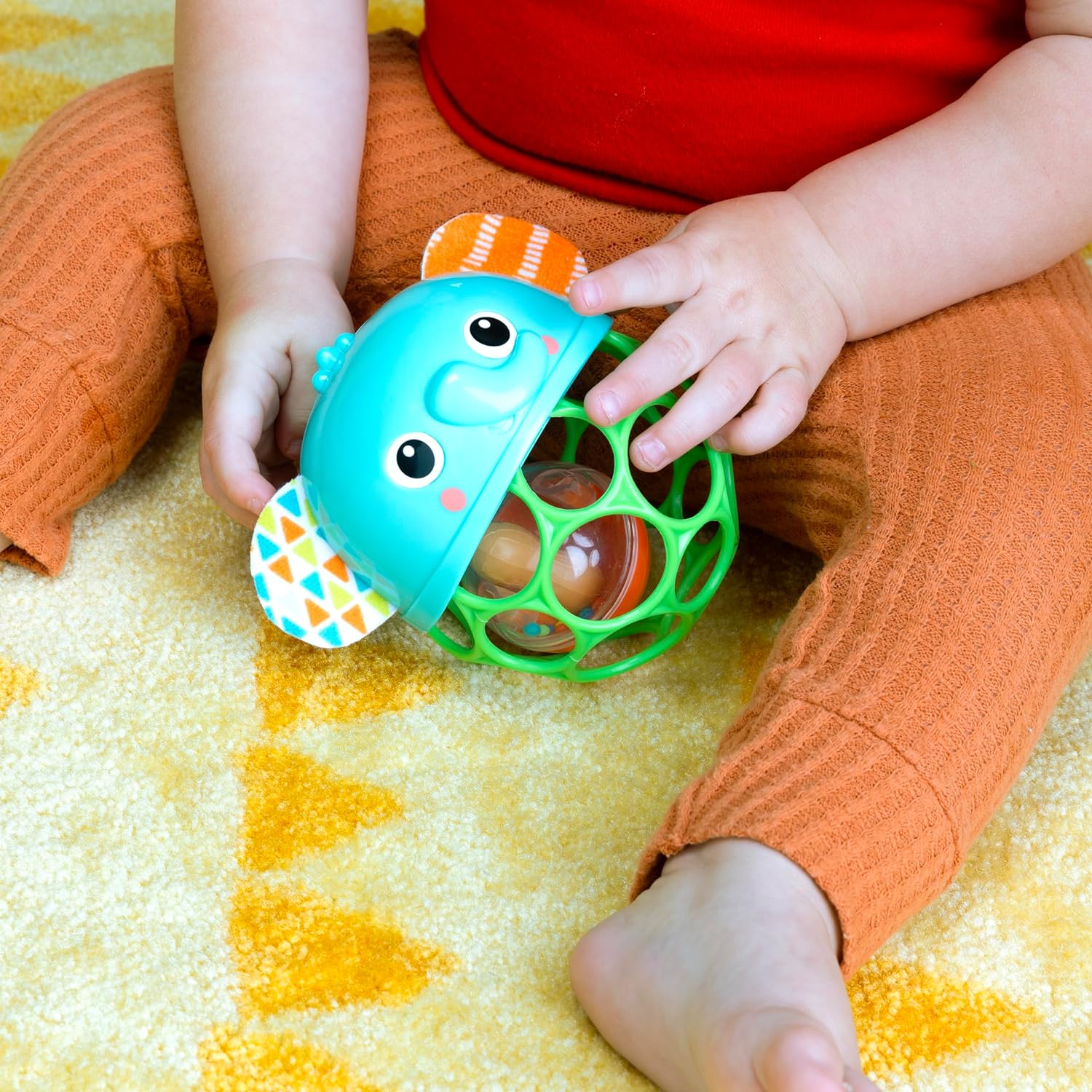 Bright Starts, Juguete de Elefante Musical y Luminoso fcil de agarrar Giggle & Glow, con tecnologa Oball, a Partir de recin Nacidos, Unisex