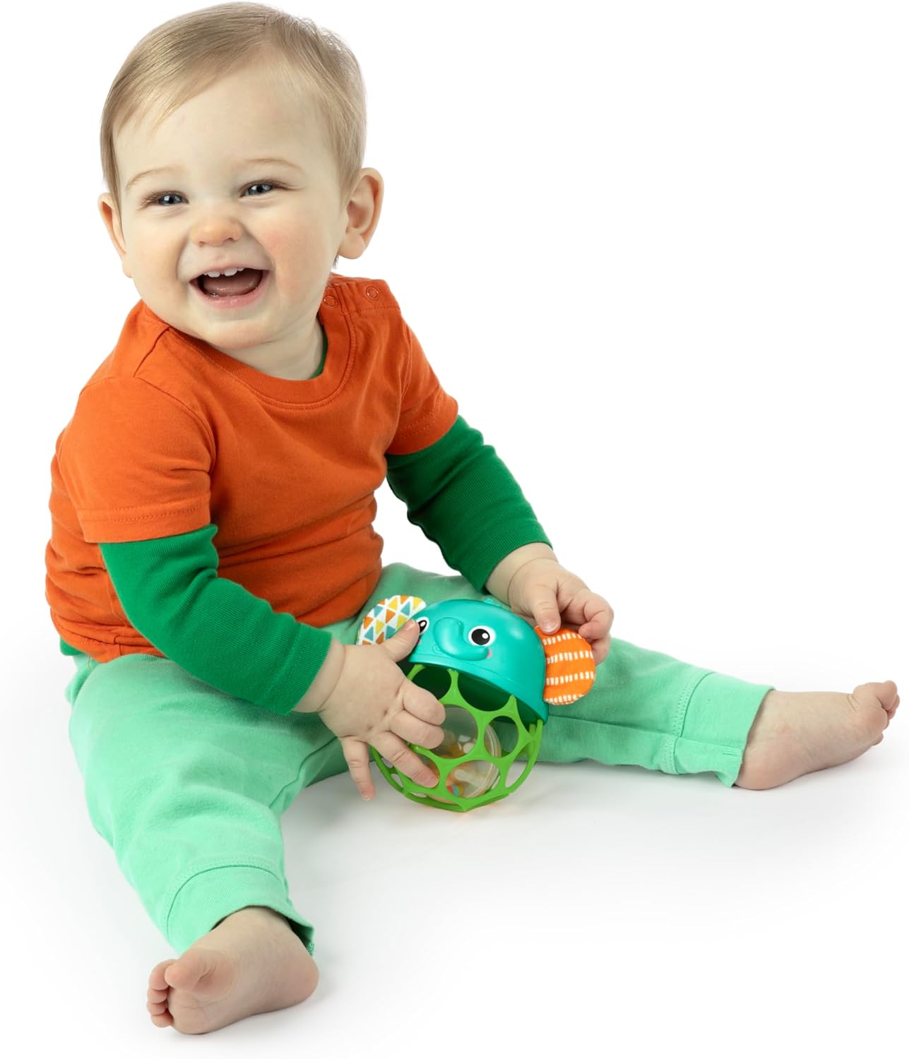 Bright Starts, Juguete de Elefante Musical y Luminoso fcil de agarrar Giggle & Glow, con tecnologa Oball, a Partir de recin Nacidos, Unisex