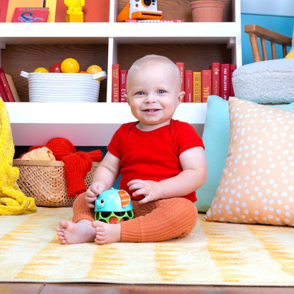 Bright Starts, Juguete de Elefante Musical y Luminoso fcil de agarrar Giggle & Glow, con tecnologa Oball, a Partir de recin Nacidos, Unisex