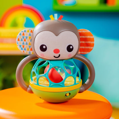 Bright Starts, Juguete sonajero Luminoso y Musical fcil de agarrar Giggle Monkey, tecnologa Oball, para Edades a Partir de 6 Meses, Unisex