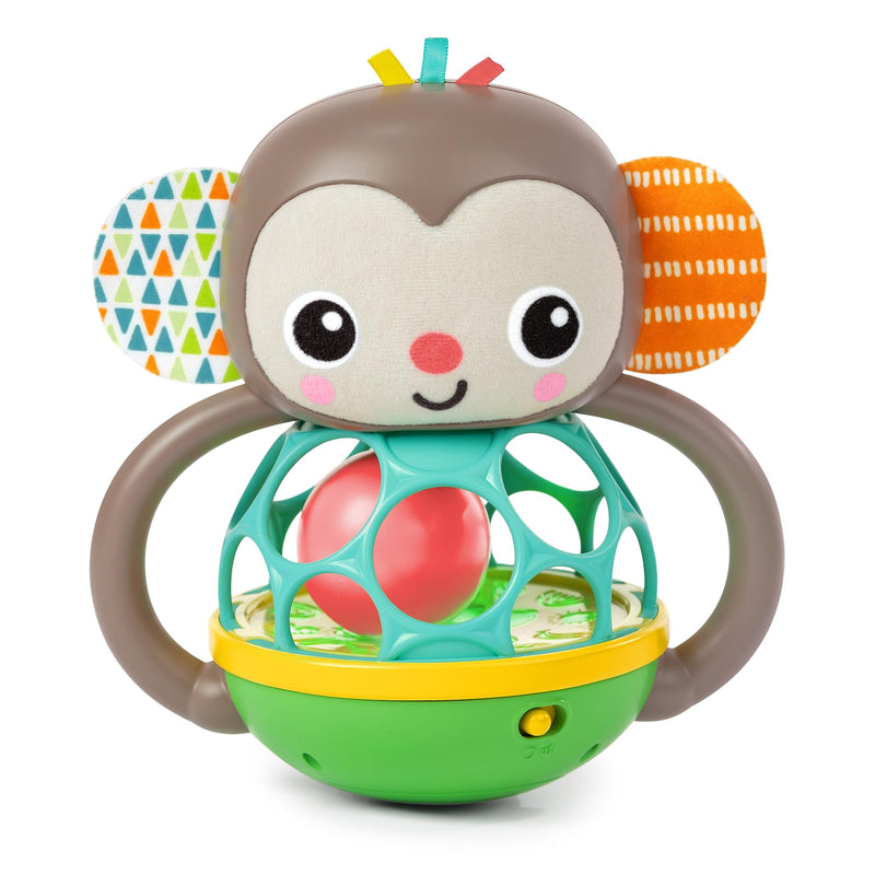 Bright Starts, Juguete sonajero Luminoso y Musical fcil de agarrar Giggle Monkey, tecnologa Oball, para Edades a Partir de 6 Meses, Unisex