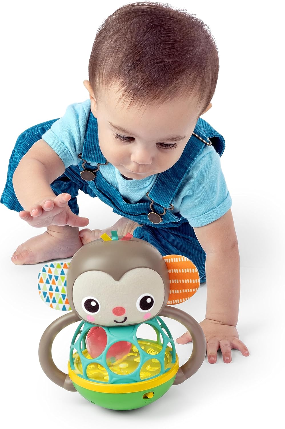 Bright Starts, Juguete sonajero Luminoso y Musical fcil de agarrar Giggle Monkey, tecnologa Oball, para Edades a Partir de 6 Meses, Unisex