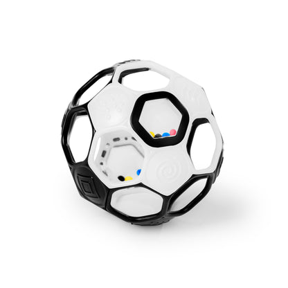 Bright Starts Oball Grippin' Goals Rattle Football Baby Ball - Black & White, Easy-Grasp Toy for Newborn and Up