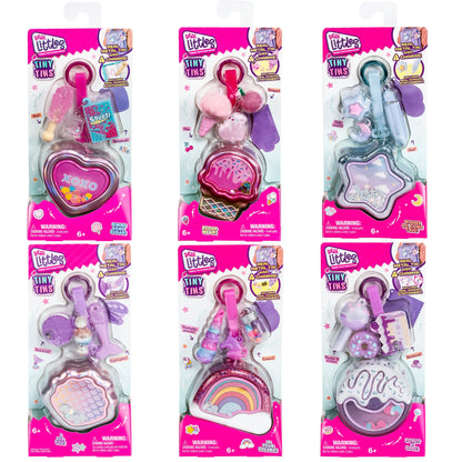 REAL LITTLES Tiny Tins | Comes with Only 1 - Real Metal Tins with 4 Adorable Charms With Micro Scale Real Working Stationery And Bag Tag Dangler | 6 Tiny Tins To Collect