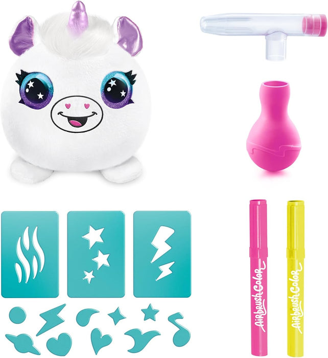 Canal Toys Airbrush Mini Surprise Plush to Customise with Pens and Stencils, 1-Pack Neon-AIR 020, White