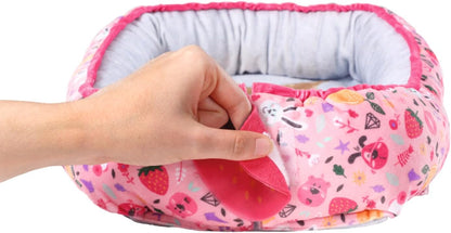 BABY born Baby Nest 835821 - Reversible Baby Nest with Soft Padded Edges for Dolls up to 43cm - Features Berry and Bear Design - Great for Sofa, Floor, and Nursery - Suitable for Children from 3 Years