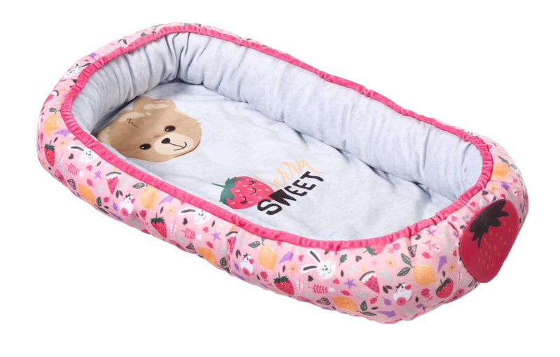 BABY born Baby Nest 835821 - Reversible Baby Nest with Soft Padded Edges for Dolls up to 43cm - Features Berry and Bear Design - Great for Sofa, Floor, and Nursery - Suitable for Children from 3 Years