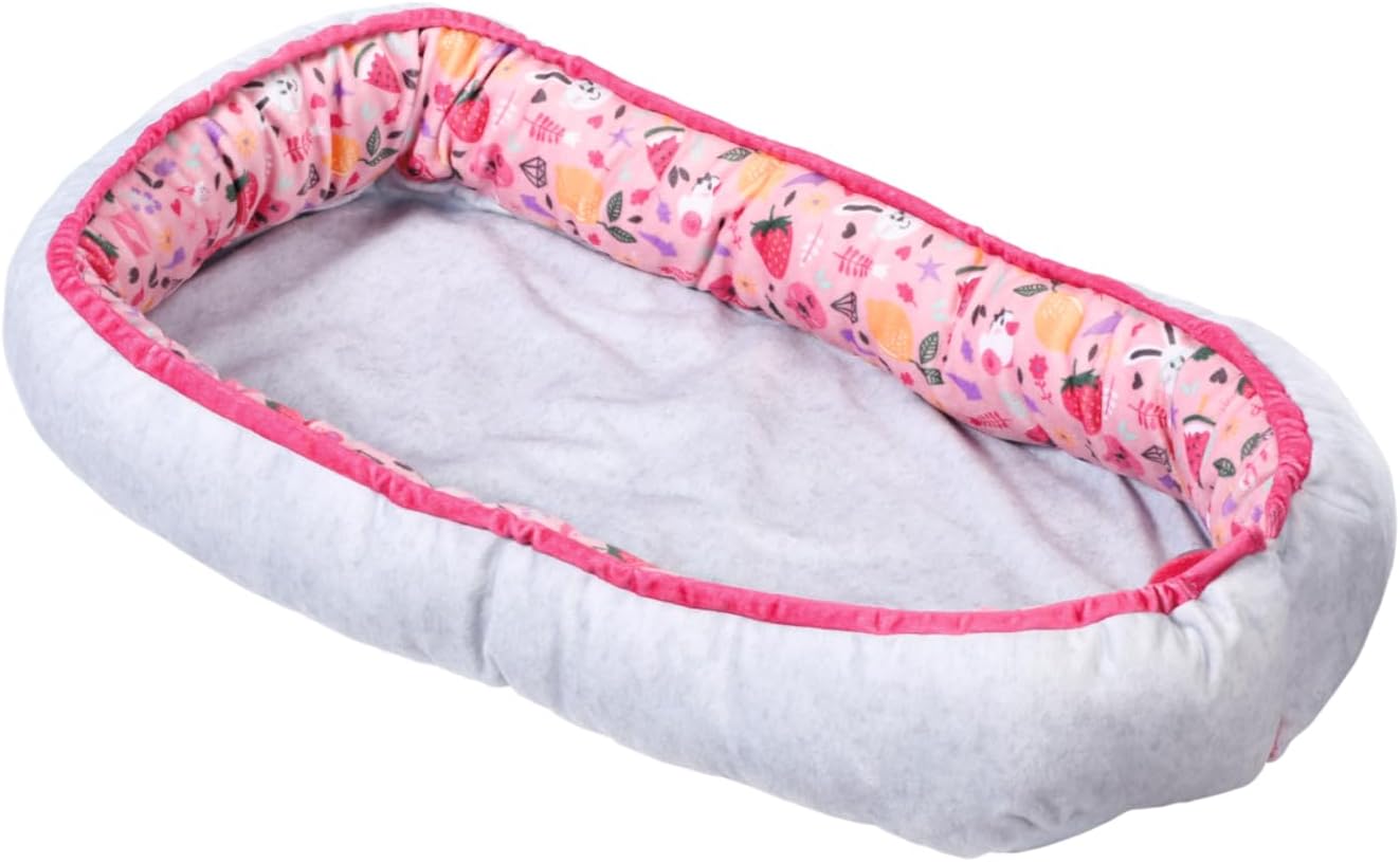 BABY born Baby Nest 835821 - Reversible Baby Nest with Soft Padded Edges for Dolls up to 43cm - Features Berry and Bear Design - Great for Sofa, Floor, and Nursery - Suitable for Children from 3 Years