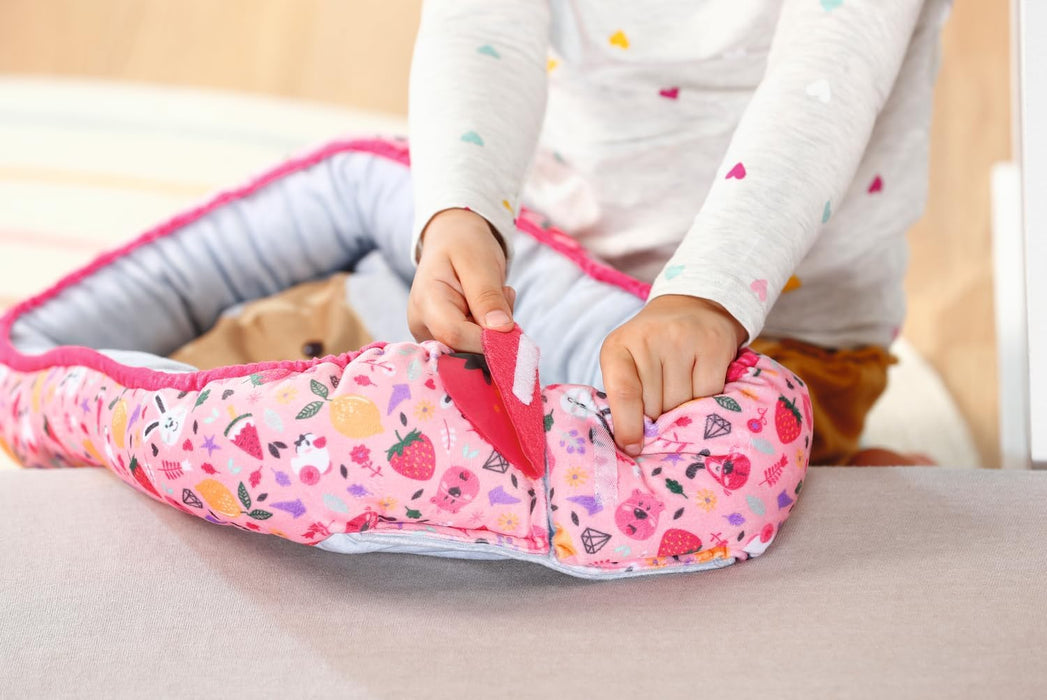 BABY born Baby Nest 835821 - Reversible Baby Nest with Soft Padded Edges for Dolls up to 43cm - Features Berry and Bear Design - Great for Sofa, Floor, and Nursery - Suitable for Children from 3 Years
