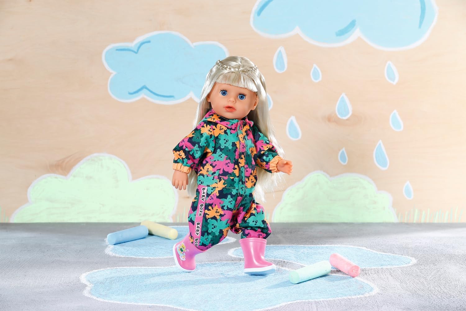 BABY born Little Outdoor Onesie 836323 - Onesie with Matching Wellies for 36cm Doll - Easy for Kids to Dress Independently - Suitable for Children from 1 Years Old