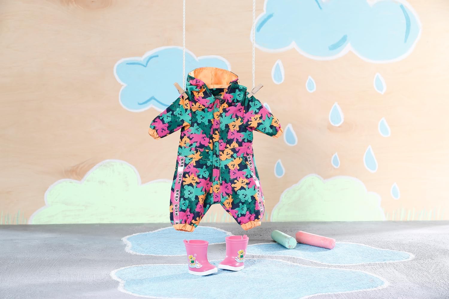 BABY born Little Outdoor Onesie 836323 - Onesie with Matching Wellies for 36cm Doll - Easy for Kids to Dress Independently - Suitable for Children from 1 Years Old