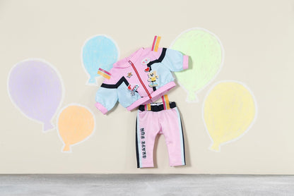 BABY born Little Jogging Suit 836347 - Two-Piece Suit with Matching Trousers, Jacket, and Hanger for 36cm Dolls - Easy for Kids to Dress Independently - Suitable for Children from 1 Years Old