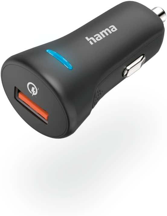 Hama Quick USB Car Charger (Qualcomm® Quick Charge™ 3.0, 19.5W, for Samsung Galaxy S21 S22, Xiaomi, Sony, iPhone XR/XS Max/ 8 Plus, Huawei, LG, Wiko) Black