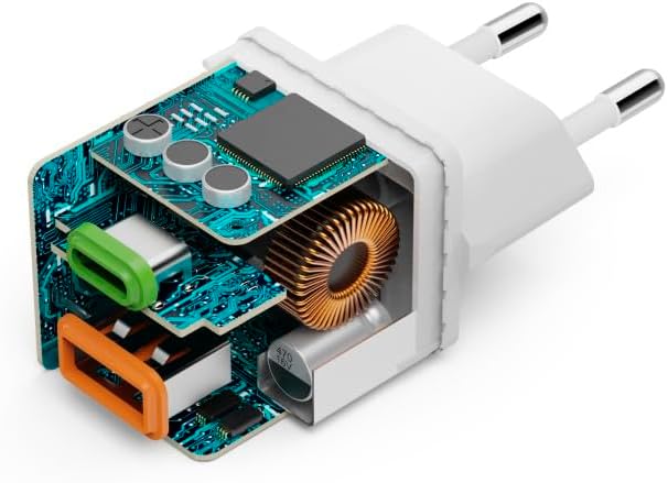 Hama Schnellladegerät, 1x USB-C PD, 1x USB-A QC, Mini-Ladegerät, 30 W, white USB charger Innenb