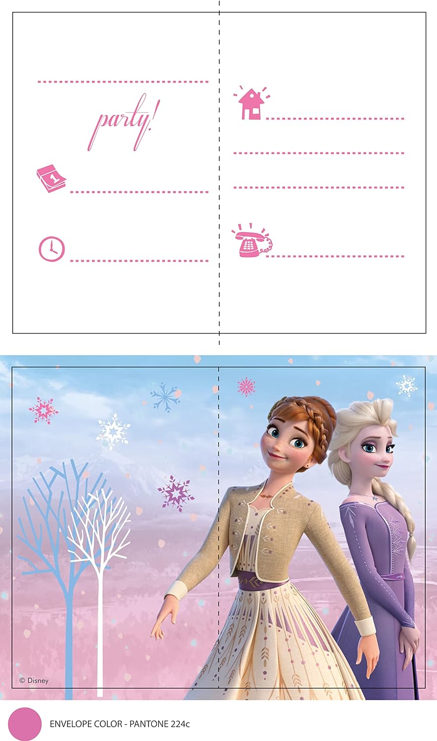 Procos 94057 – Invitations Frozen 2 Wind Spirit, FSC® Mix, 6 Pieces with Envelope, Birthday, Theme Party