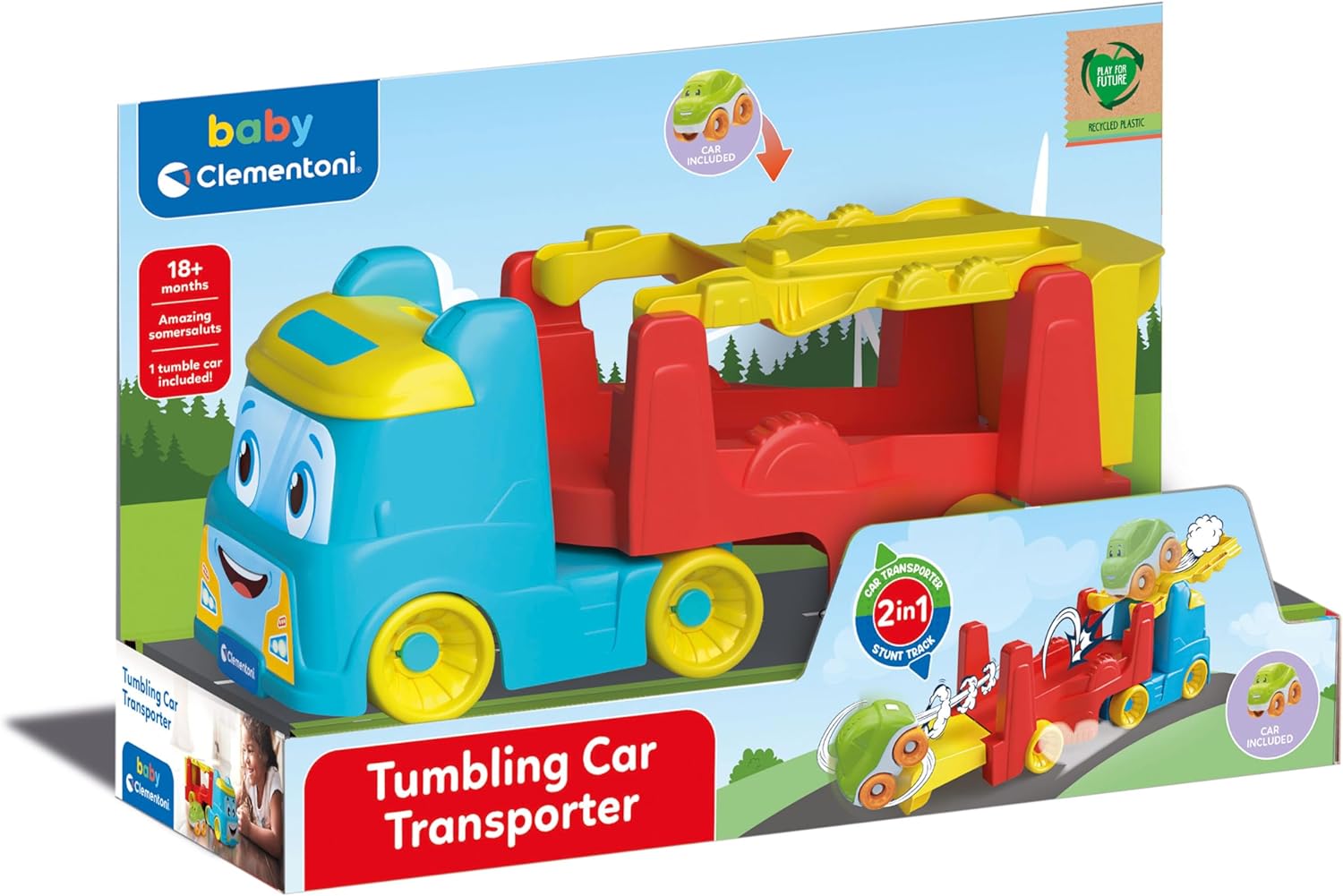 Clementoni Baby Infant Toys - Tumbling Cars Truck - Early Development & Activity Toys, Sensory Learning Toys, Gift Toddler 12 Months, Kids 1 Year, Made In Italy, 17892