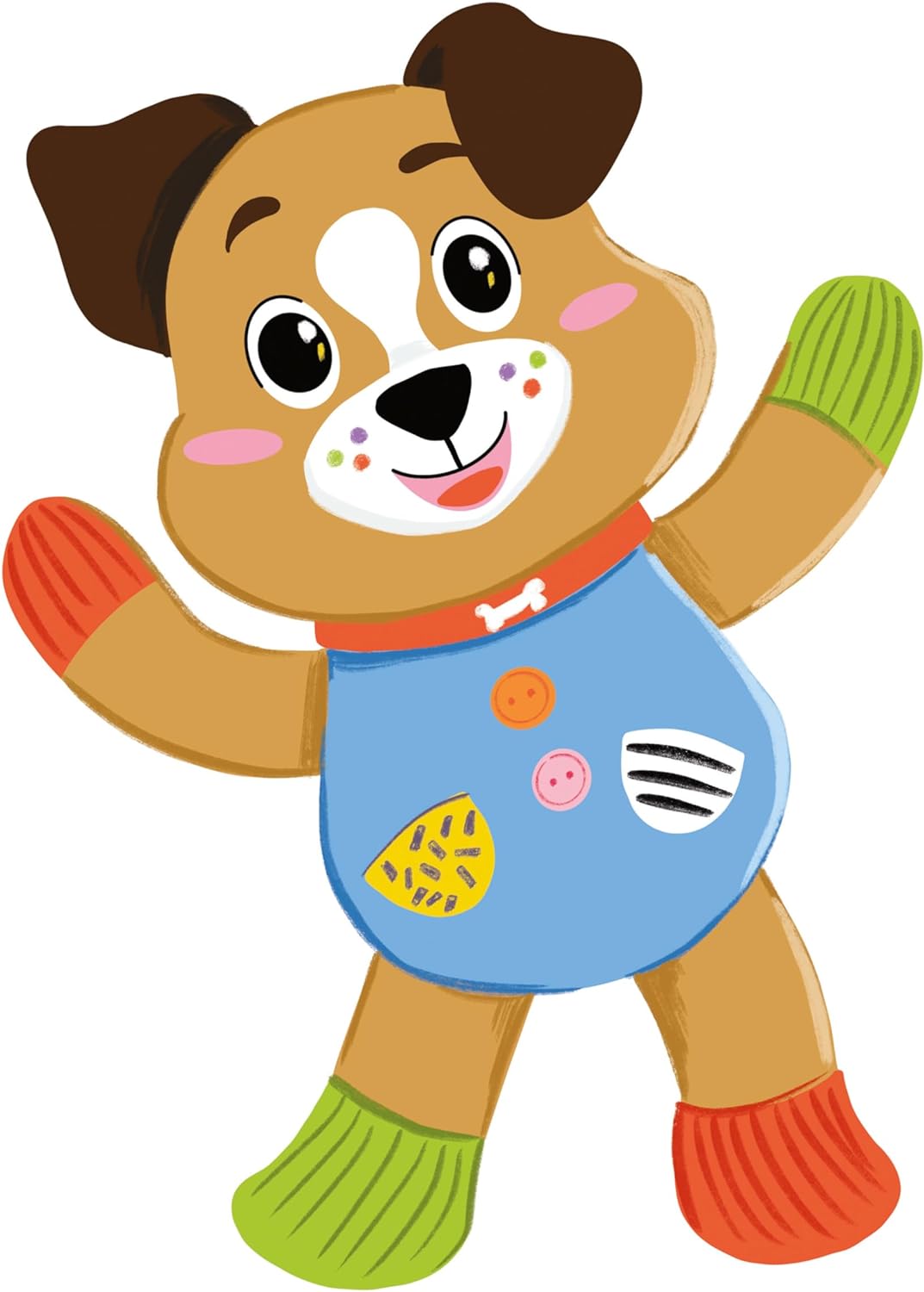 Clementoni Baby Infant Toys - Plush Pete the Puppy - New Born Gift, Animal Soft Toy, Early Development & Activity, Sensory Learning Toys, Cuddly Dog, Toddler 0 Months, Machine Washable, 17905