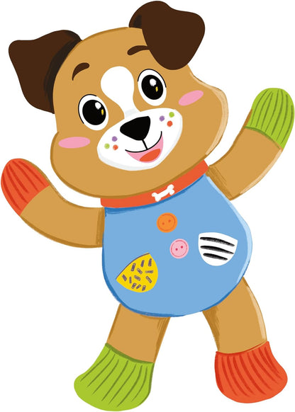 Clementoni Baby Infant Toys - Plush Pete the Puppy - New Born Gift, Animal Soft Toy, Early Development & Activity, Sensory Learning Toys, Cuddly Dog, Toddler 0 Months, Machine Washable, 17905