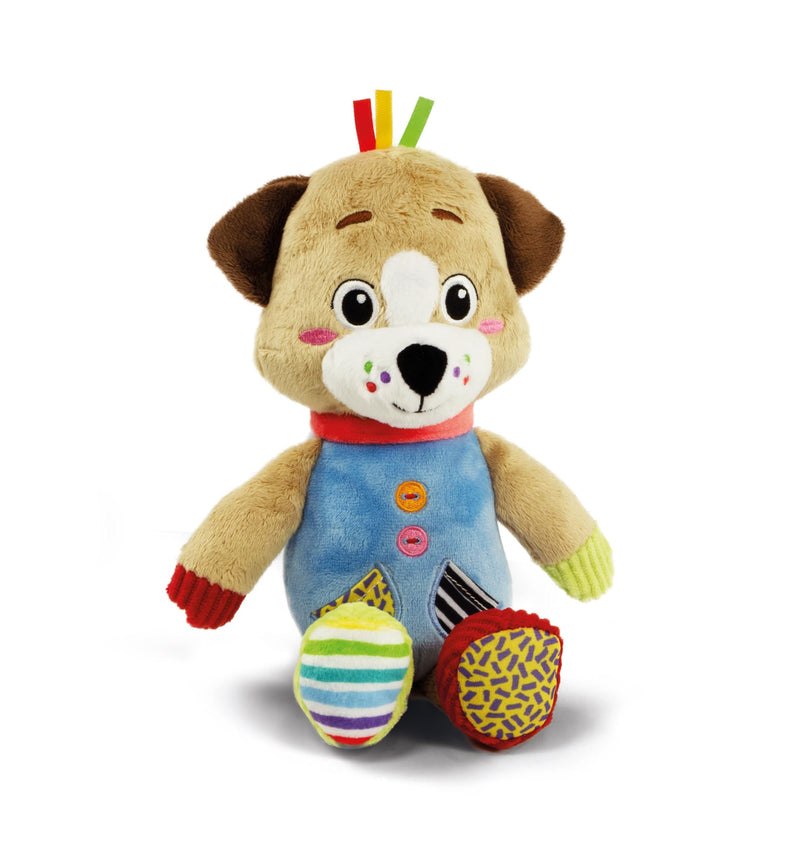 Clementoni Baby Infant Toys - Plush Pete the Puppy - New Born Gift, Animal Soft Toy, Early Development & Activity, Sensory Learning Toys, Cuddly Dog, Toddler 0 Months, Machine Washable, 17905