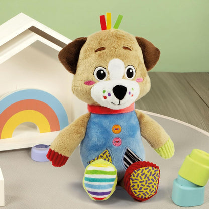 Clementoni Baby Infant Toys - Plush Pete the Puppy - New Born Gift, Animal Soft Toy, Early Development & Activity, Sensory Learning Toys, Cuddly Dog, Toddler 0 Months, Machine Washable, 17905