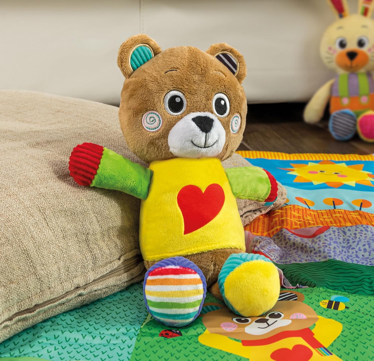 Clementoni Baby Infant Toys - Plush Bob the Bear - New Born Gift, Animal Soft Toy, Early Development & Activity, Sensory Learning Toys, Cuddly Bear, Toddler 0 Months, Machine Washable, 17906