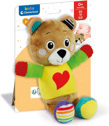 Clementoni Baby Infant Toys - Plush Bob the Bear - New Born Gift, Animal Soft Toy, Early Development & Activity, Sensory Learning Toys, Cuddly Bear, Toddler 0 Months, Machine Washable, 17906