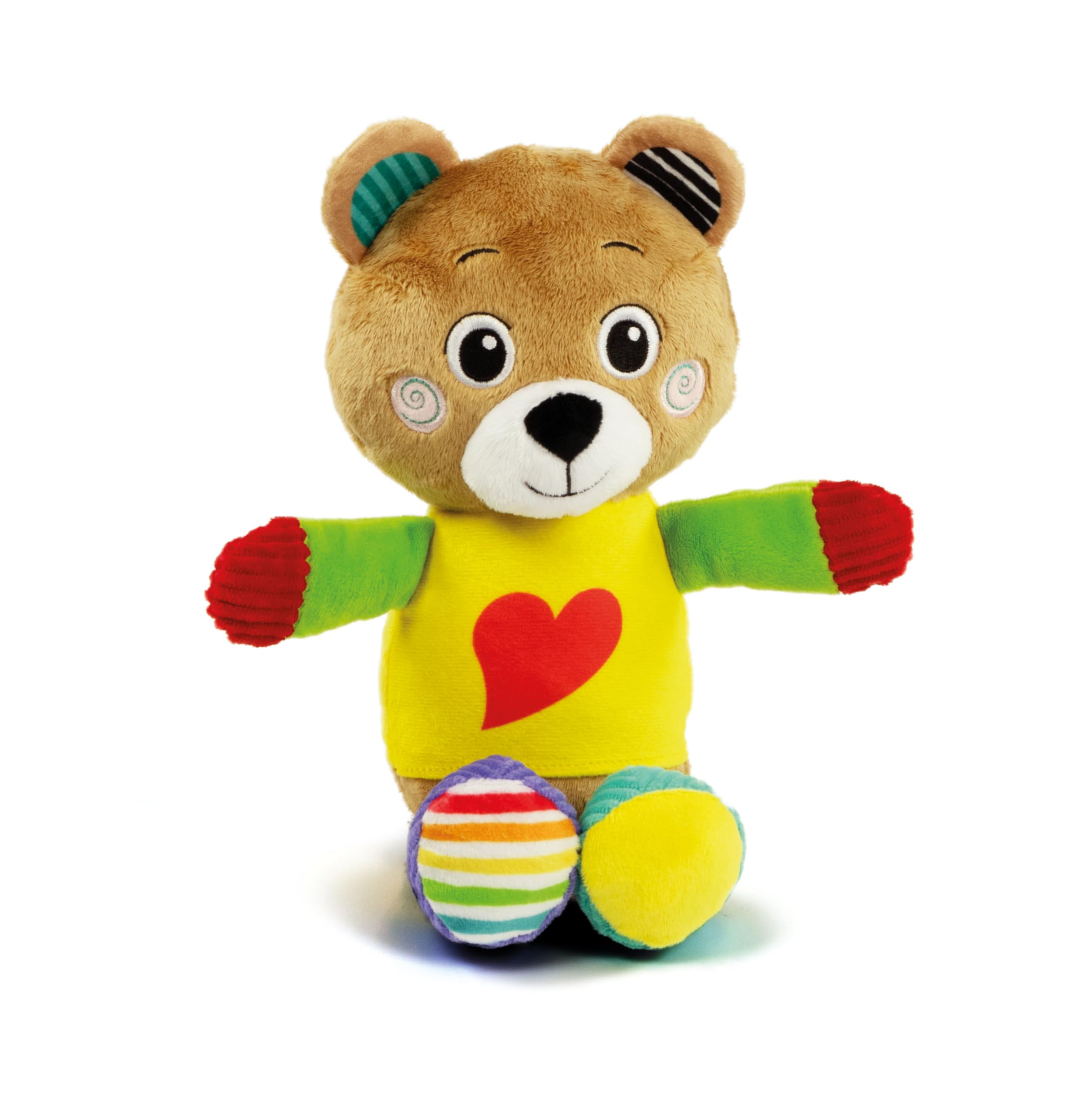 Clementoni Baby Infant Toys - Plush Bob the Bear - New Born Gift, Animal Soft Toy, Early Development & Activity, Sensory Learning Toys, Cuddly Bear, Toddler 0 Months, Machine Washable, 17906
