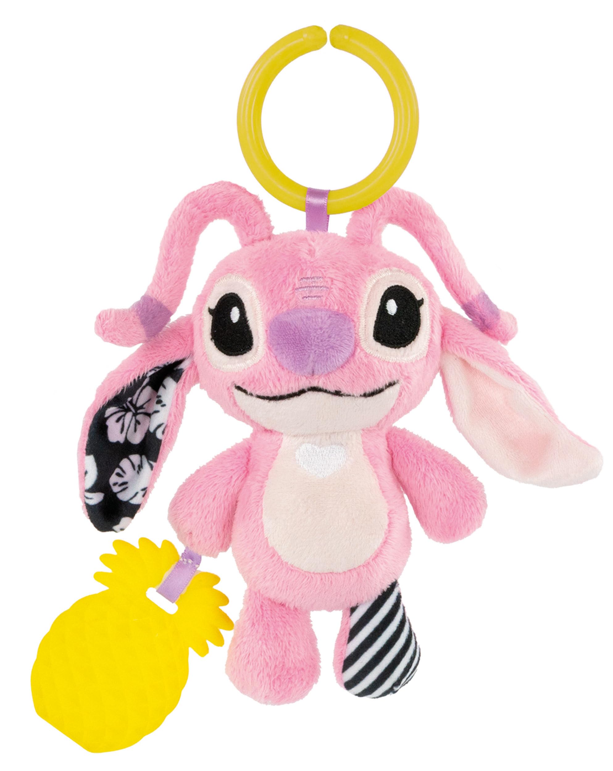 Clementoni Lilo Baby Infant Disney Stitch-Angel Rattle, Toddler, Early Years, New Born Soft Gift, 3 Months, Crinkle Squeaky, Sensory Learning Toys, Stroller Pendant, 17937, Multicolour