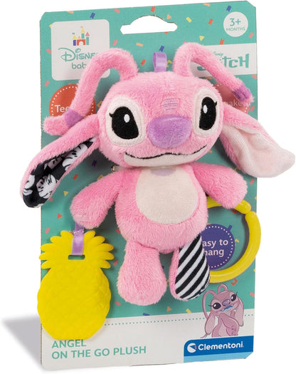 Clementoni Lilo Baby Infant Disney Stitch-Angel Rattle, Toddler, Early Years, New Born Soft Gift, 3 Months, Crinkle Squeaky, Sensory Learning Toys, Stroller Pendant, 17937, Multicolour
