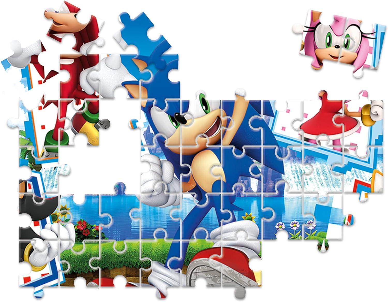 Clementoni Educational Game Edukit 4 in 1 Sonic (Jigsaw Children Puzzle 30 Pieces and 48 Pieces, 6 Cubes, 1 Memo), Game For Children 3-5 Years, Gift For Boy/Girl, Cartoon, Made In Italy, 18318