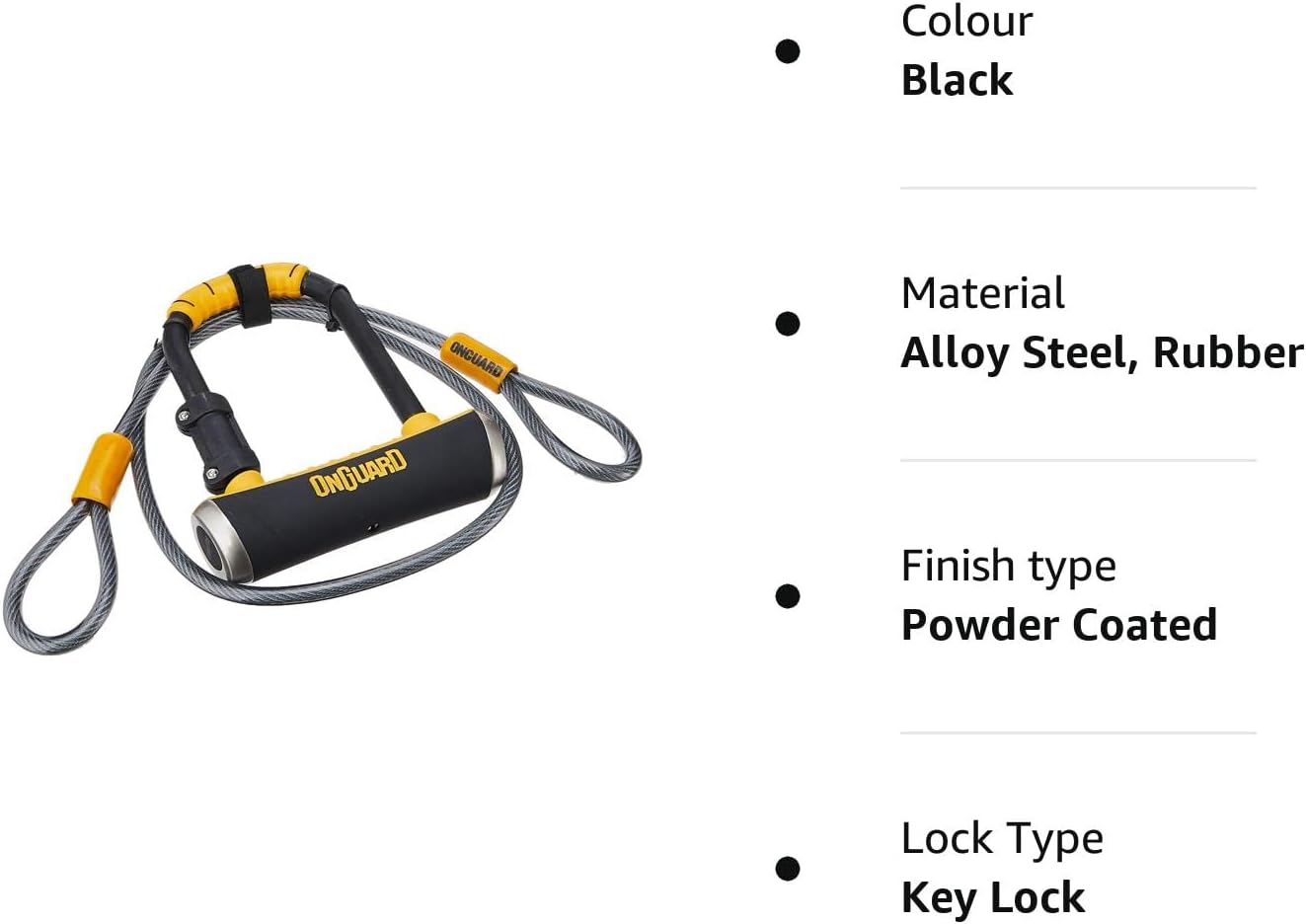 OnGuard Pitbull Mini DT-8008 Bike Lock, Keyed Shackle Locks, High Security & Reliable, Lock With Co-Moulded Crossbar, Locks Shackle On Four Sides, Hardened Steel Cycle Lock, Black, 9.0x14.0 cm