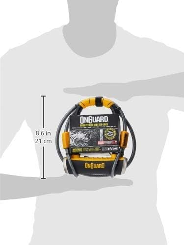 OnGuard Pitbull Mini DT-8008 Bike Lock, Keyed Shackle Locks, High Security & Reliable, Lock With Co-Moulded Crossbar, Locks Shackle On Four Sides, Hardened Steel Cycle Lock, Black, 9.0x14.0 cm