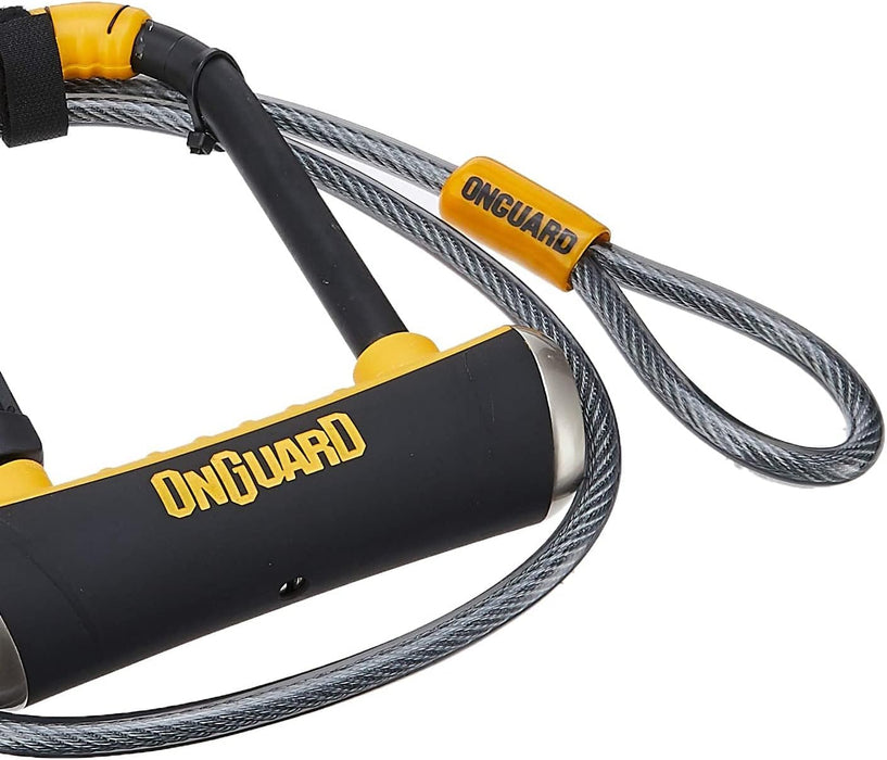 OnGuard Pitbull Mini DT-8008 Bike Lock, Keyed Shackle Locks, High Security & Reliable, Lock With Co-Moulded Crossbar, Locks Shackle On Four Sides, Hardened Steel Cycle Lock, Black, 9.0x14.0 cm