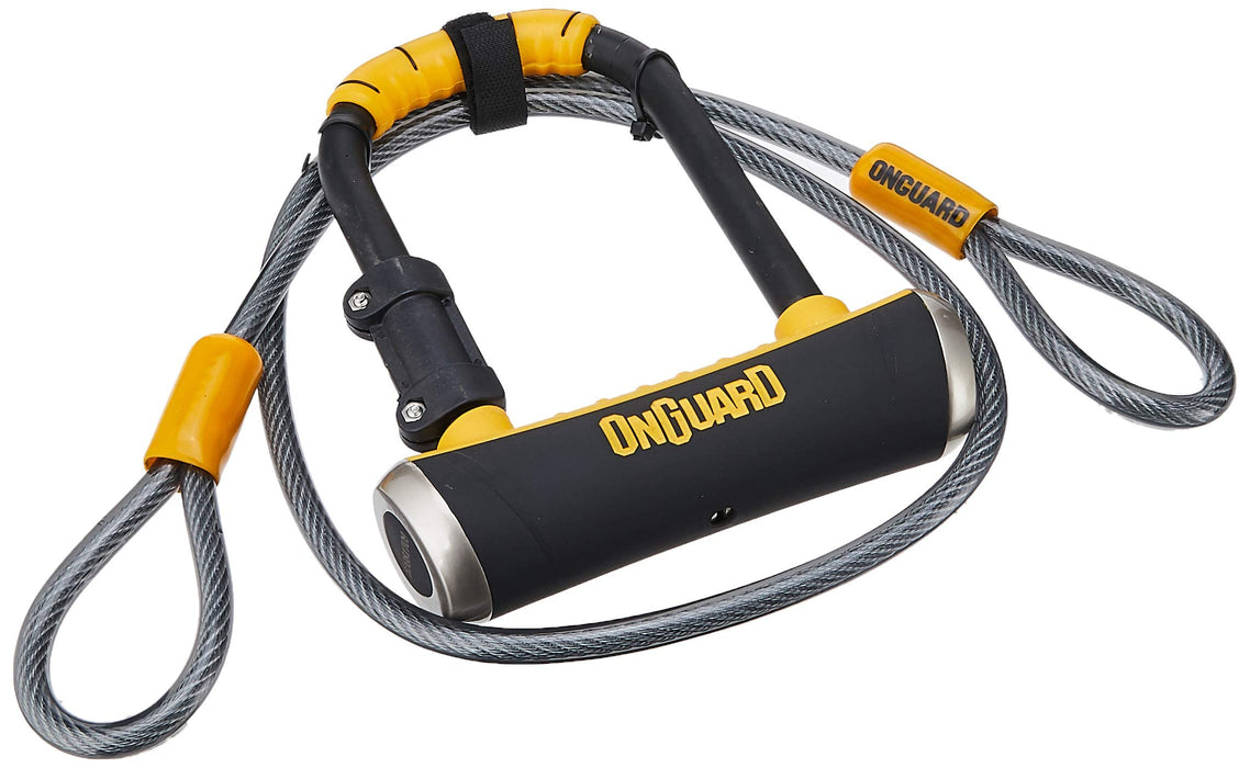 OnGuard Pitbull Mini DT-8008 Bike Lock, Keyed Shackle Locks, High Security & Reliable, Lock With Co-Moulded Crossbar, Locks Shackle On Four Sides, Hardened Steel Cycle Lock, Black, 9.0x14.0 cm