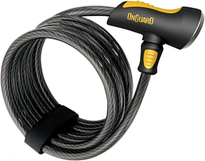 On-Guard Doberman-8027 Keyed Coil Lock - Black, 18.5 x 1.5 cm