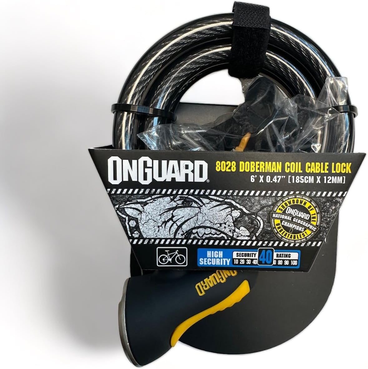On-Guard Doberman-8027 Keyed Coil Lock - Black, 18.5 x 1.5 cm