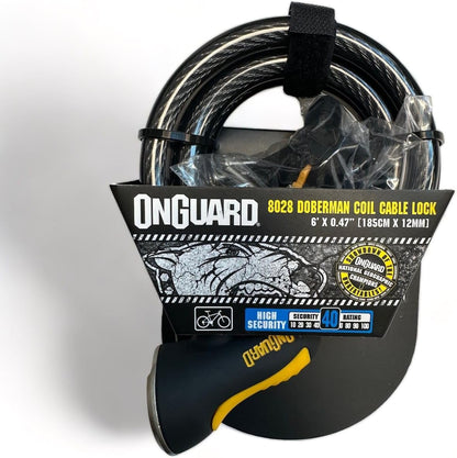 On-Guard Doberman-8027 Keyed Coil Lock - Black, 18.5 x 1.5 cm
