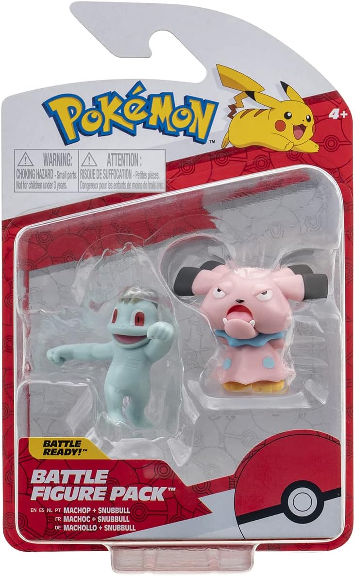 Pokemon Machollo & Snubbull Figures - 5 cm Pokémon Combat Figures - New 2023 - Officially Licensed Pokemon Toy
