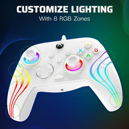 PDP AFTERGLOW XBX WAVE WIRED Controller WHITE for Xbox Series X|S, Xbox One, Officially Licensed