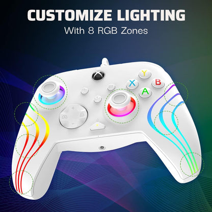 PDP AFTERGLOW XBX WAVE WIRED Controller WHITE for Xbox Series X|S, Xbox One, Officially Licensed