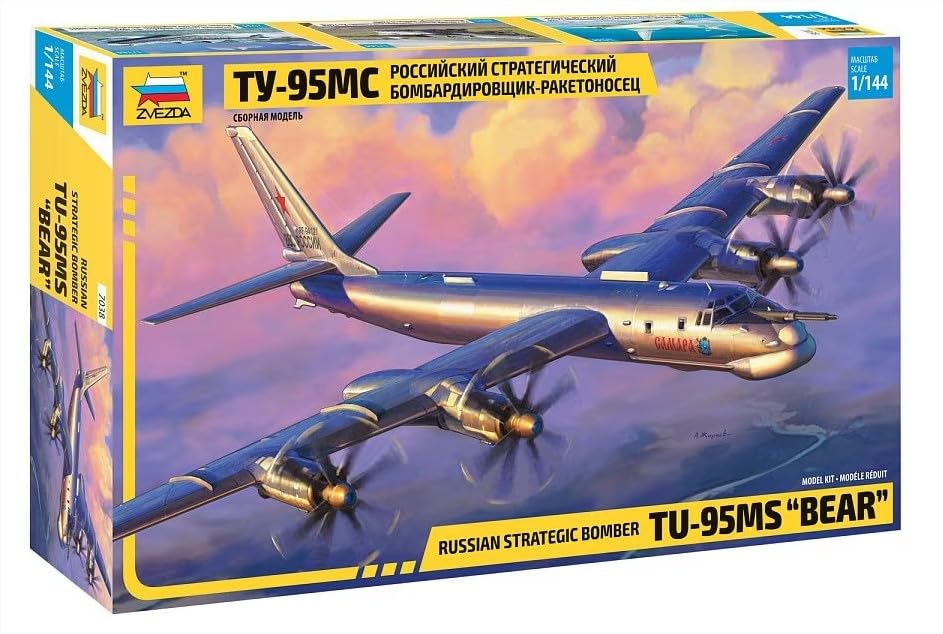 Zvezda Tu-95MS Bear 7038 Aircraft Model Kit (1:144 Scale, Detailed Replica