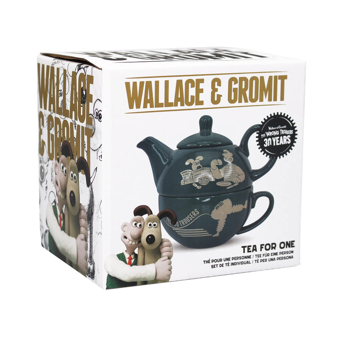 Wallace And Gromit Tea Pot and Cup for One - Tea Pot One - The Wrong Trousers - Teapot and Cup Set - Wallace And Gromit Gifts