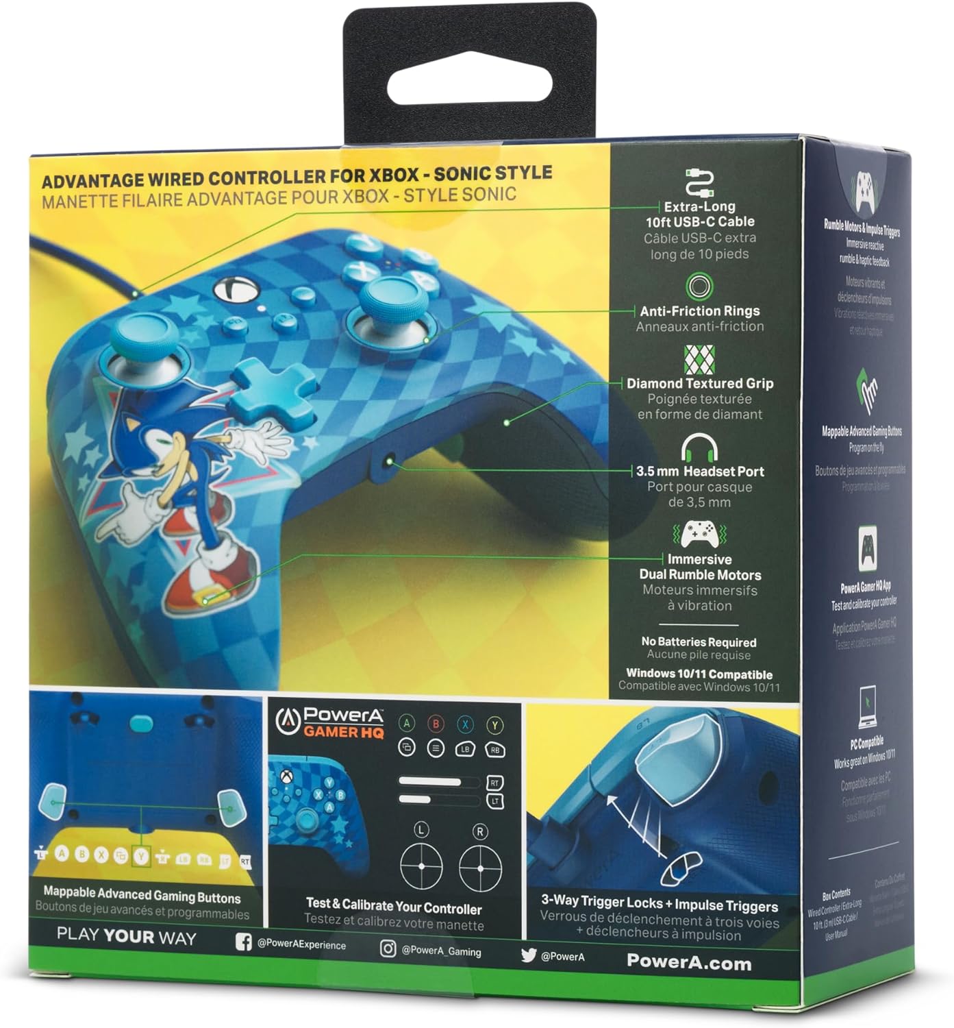 PowerA Advantage Wired Controller for Xbox Series X|S - Sonic Style, Gamepad, Wired Video Game Controller, Gaming Controller, USB-C, works with Xbox One and Windows 10/11, Officially Licensed