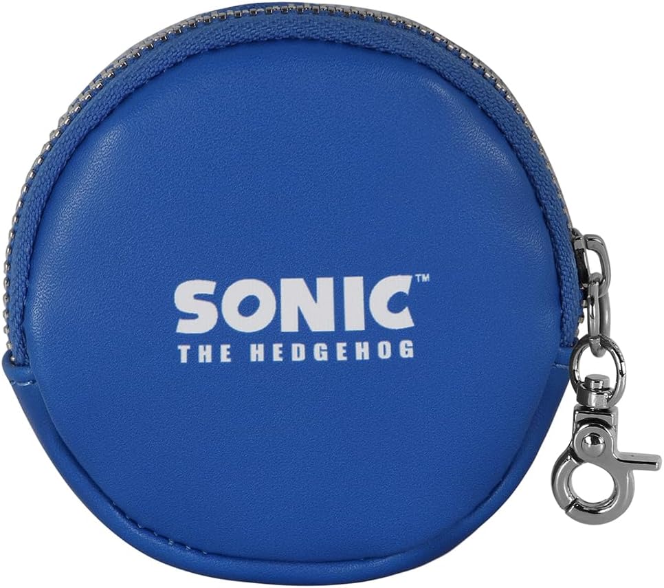 Sega-Sonic Face-Cookie Coin Purse, Blue, 8.7 x 8.7 cm