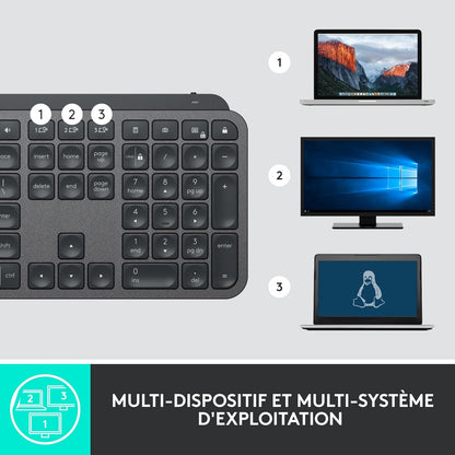 Logitech Mx Keys For Business keyboard Bluetooth AZERTY French, W127044133 (Bluetooth AZERTY French Graphite