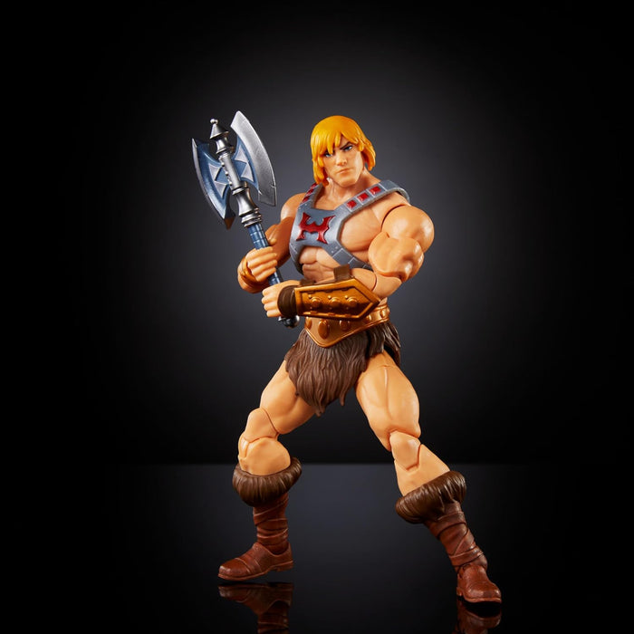 Masters of the Universe MOTU Revolution He-Man con armadura de batalla Figura de acción con accesorios, juguete +6 años (Mattel HYC49
