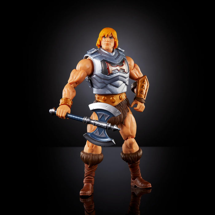 Masters of the Universe MOTU Revolution He-Man con armadura de batalla Figura de acción con accesorios, juguete +6 años (Mattel HYC49