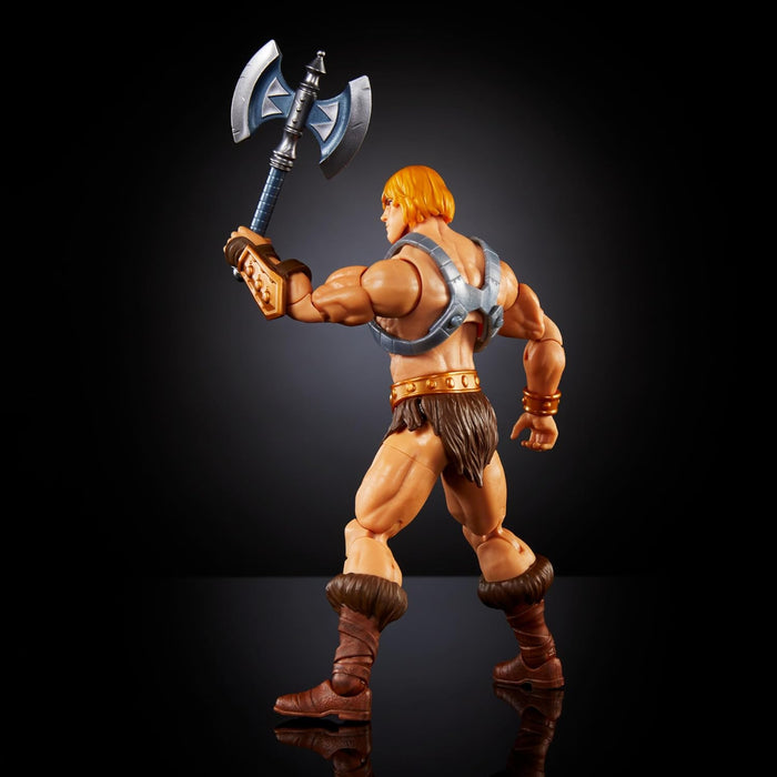 Masters of the Universe MOTU Revolution He-Man con armadura de batalla Figura de acción con accesorios, juguete +6 años (Mattel HYC49