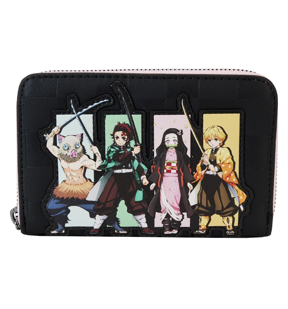 Loungefly Aniplex Demon Slayer Group Zip Around Wallet Black/Charcoal