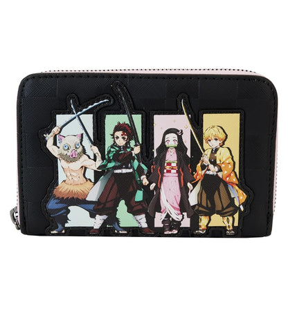 Loungefly Aniplex Demon Slayer Group Zip Around Wallet Black/Charcoal